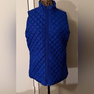 Kim Rogers Delta blue quilted puffer vest with rhinestones. NWOT